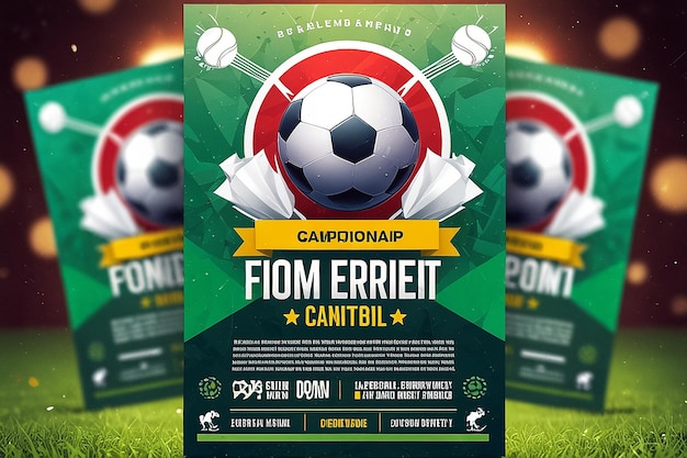 Photo football soccer championship flyer psd template