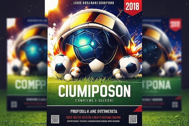 Photo football soccer championship flyer psd template