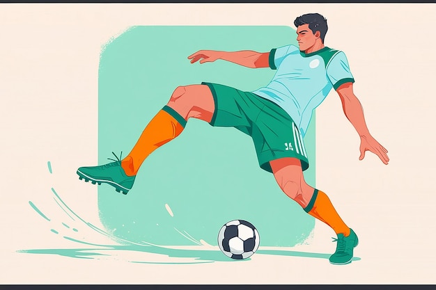 Photo football soccer player kicking ball illustration