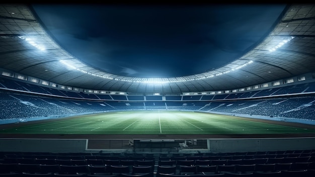 Football stadium at night Illustration AI GenerativexA