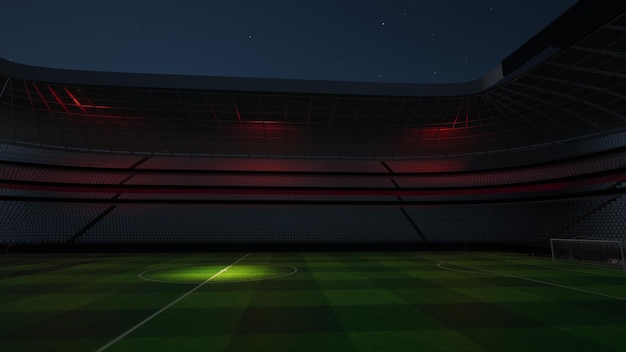 Football stadium at night. An imaginary stadium is modelled and rendered, 3d illustration