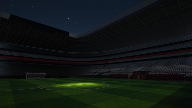 Football stadium at night. An imaginary stadium is modelled and rendered, 3d illustration