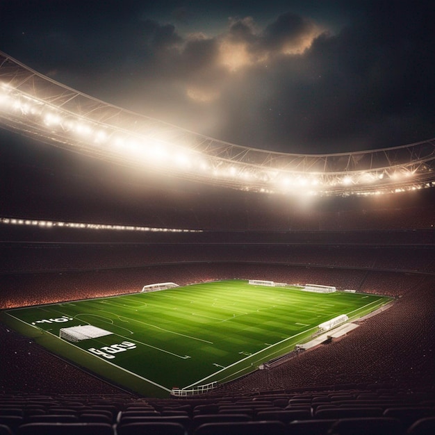 Football stadium night with sport light background generated AI