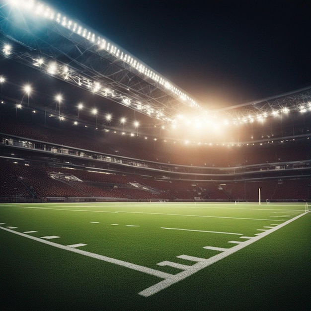 Football stadium night with sport light background generated AI