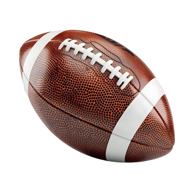 a football with a white stripe and brown on it