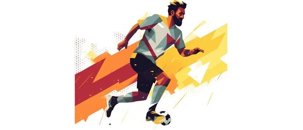 Footballer kicking ball sketch doodle fifa football player illustration Ai generated