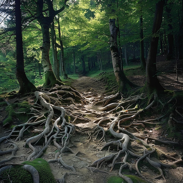 Footpath Along Dense Dirt Road