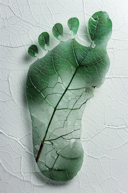 Footprint from leaves isolated on a white background Eco concept