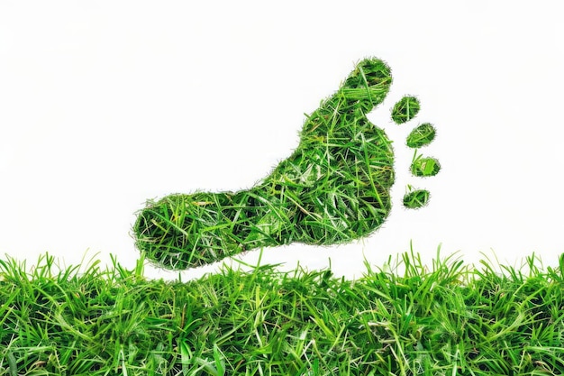 Footprint with grass texture on a white background Creative World Environment Day poster