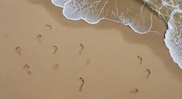 Photo footprints are in the sand on the wall