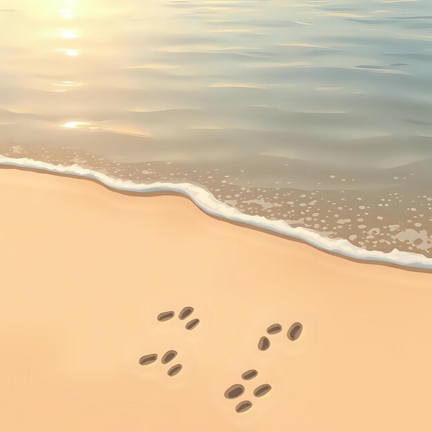 Photo footprints on the beach at low tide