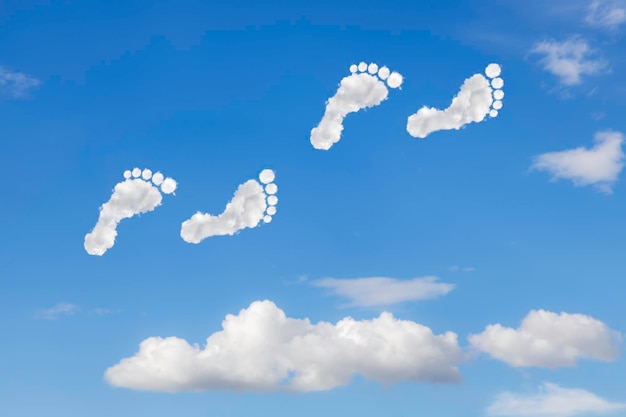 Footprints formed by clouds on a blue sky