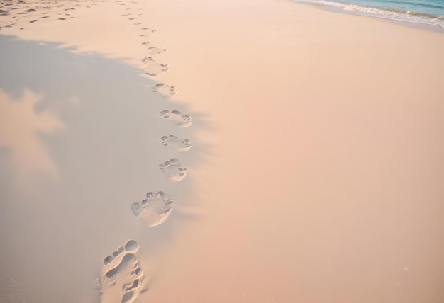 Photo footprints in the sand background great for vacation or holiday adverts