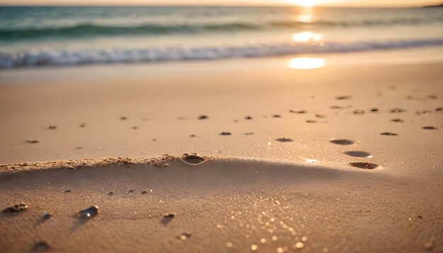 Footprints in the Sand at Sunset