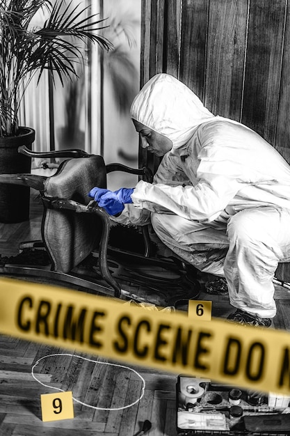 Photo forensic science expert crime scene investigation