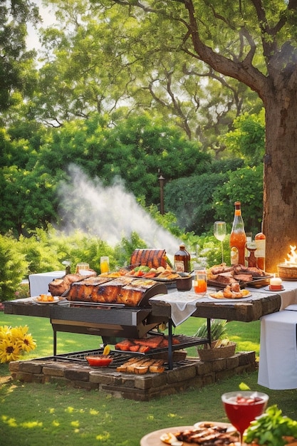 forest backyard summer barbecue outdoor