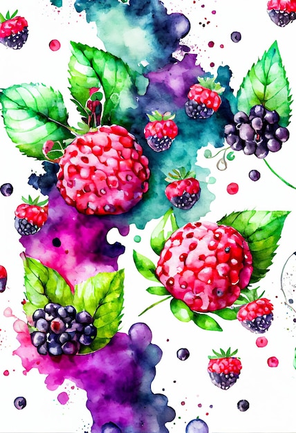 Forest berries watercolor abstract background