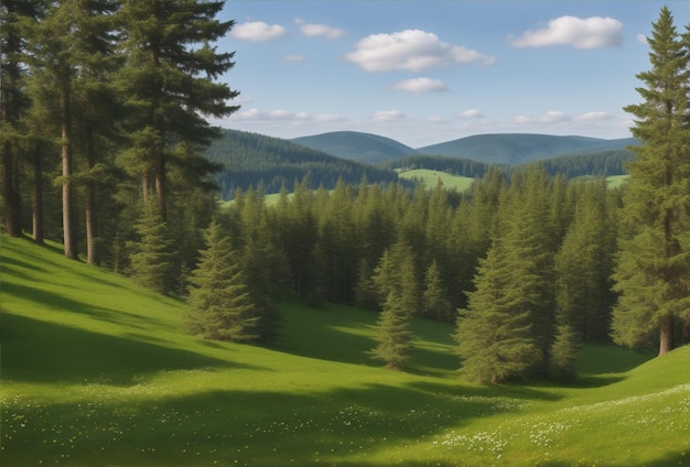 Forest blackforest vector illustration banner landscape panorama with clouds