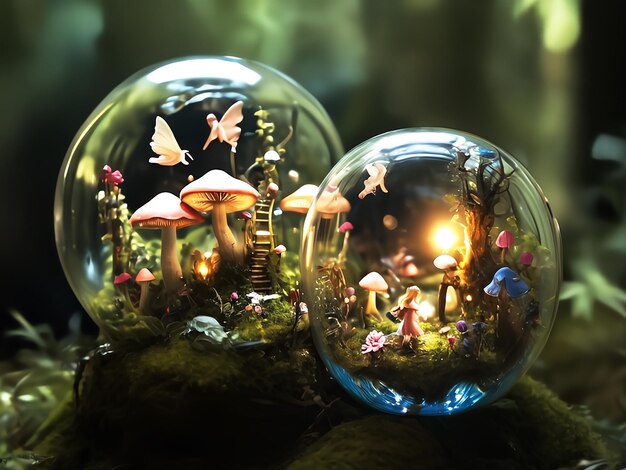 Forest in a Bubble Mini Fairies Flowers amp Mushrooms Generative AI