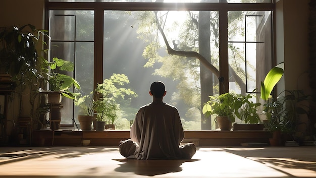 Forest Clearing Meditation on a Bed of Leaves