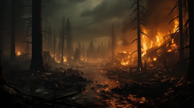 Forest Engulfed in Flames