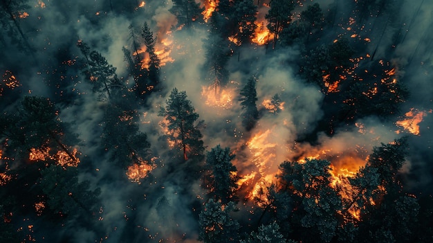 a forest fire burns through a forest fire