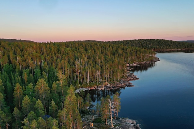 forest lake top view, landscape nature view forest, background