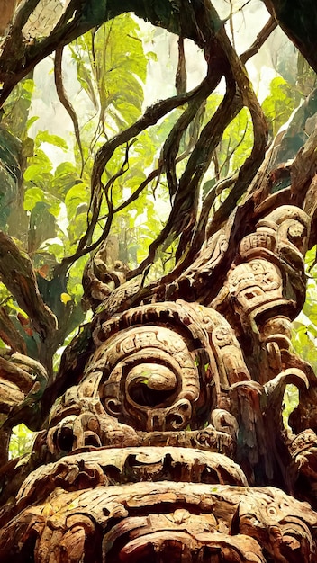 forest Mayan style ancient culture