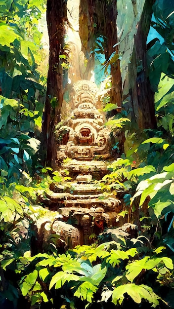 forest Mayan style ancient culture