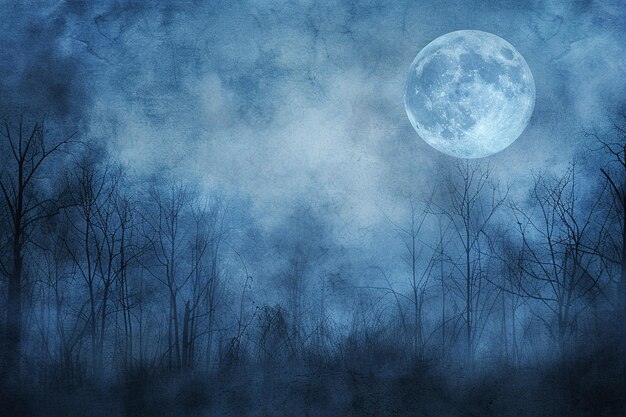 Photo forest night scenery with moonlight