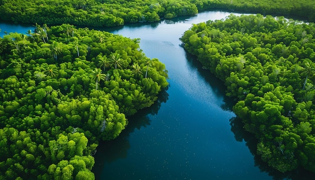 Forest and River from Above AI Generated