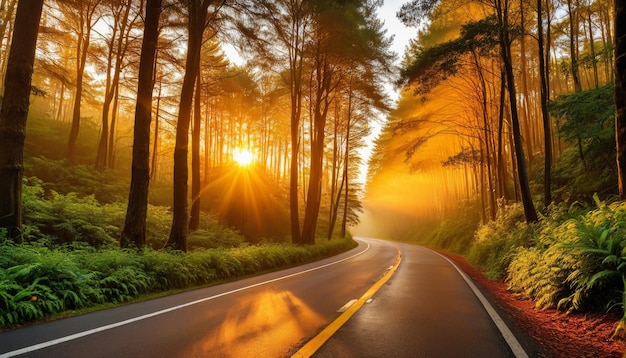 Forest Road at Sunrise