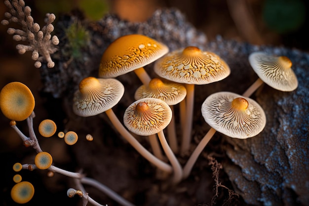 Forest spores of mushrooms