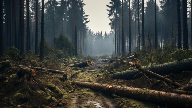 Forest storm damage in Poland