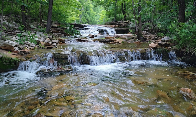 Photo forest stream with crystalclear water