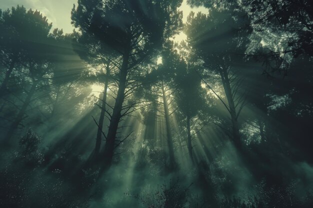 Photo forest sunbeams