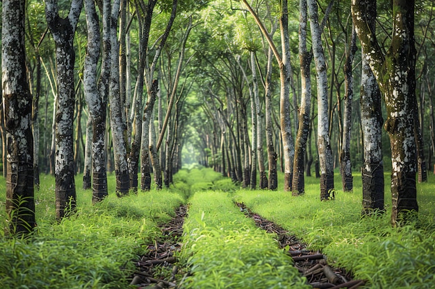 Photo a forest of trees that are in the middle of a forest