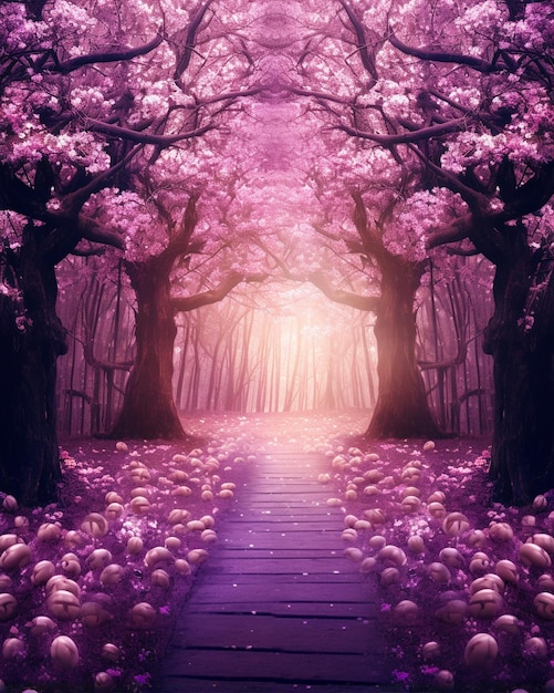 Forest Wallpaper with Tree Path