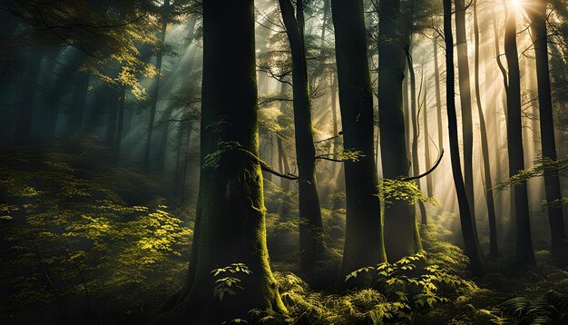 Forest with beautiful vegetation and trees