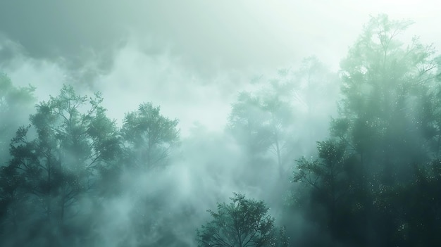 Photo a forest with fog and trees in the background