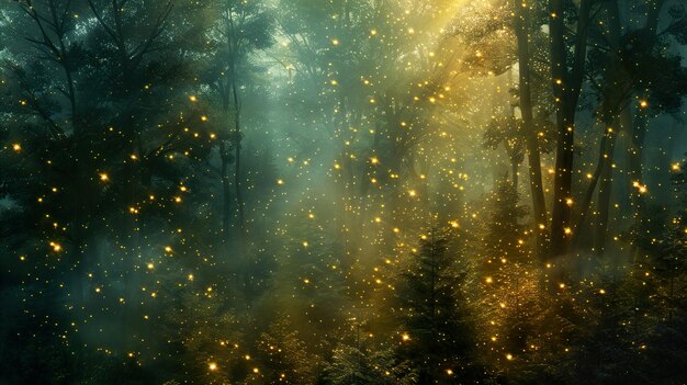 a forest with a forest and a forest of stars