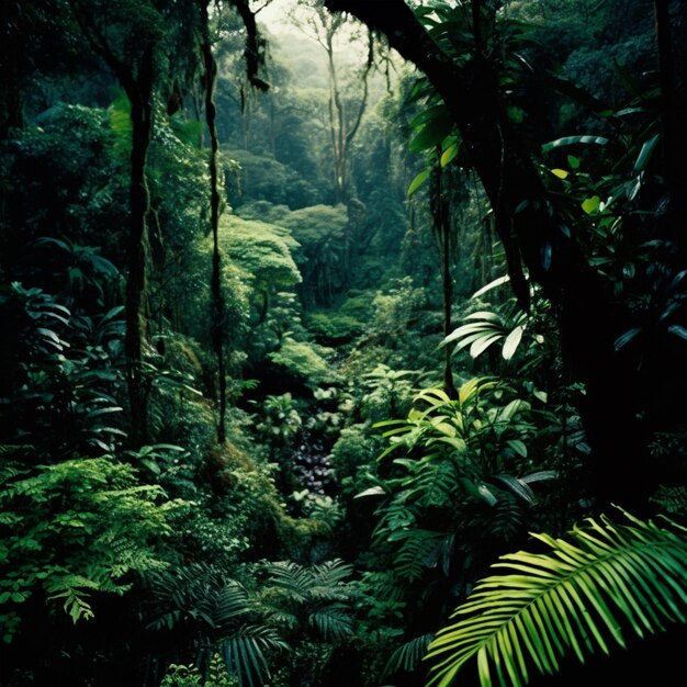 A forest with a jungle scene and a jungle scene.