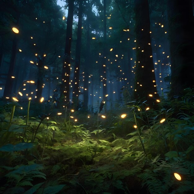 Photo a forest with a light that says quot fire quot in the air