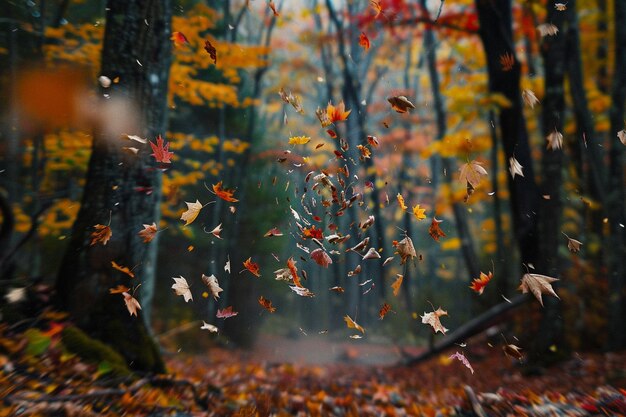 Photo a forest with many butterflies flying through the air