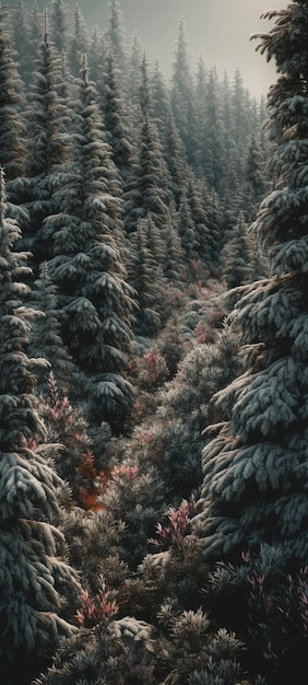 A forest with a tree and the word winter on it