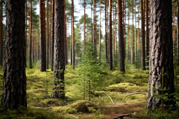 Forest with trees close up