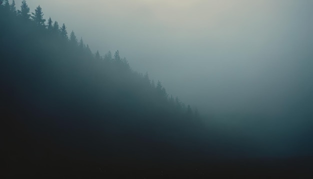 Photo a forest with trees and fog in the background