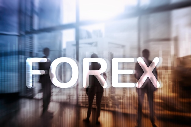 Forex trading and investment concept on double exposure blurred background