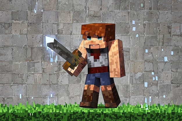 Forged in Pixels The Epic Saga of a HighResolution Minecraft Warrior Wielding a TwoHanded Epic Sword