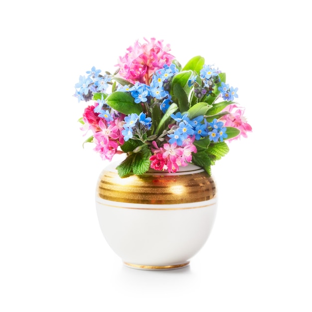 Forget me not and currant flowers in vase